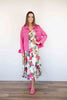 Floral Print V-Neck Pleated Maxi Dress