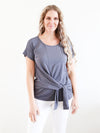 Larosela Super Soft Tie Front At Waist Round Neck Shirt