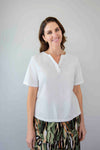Merric Embossed Cotton V-neck Top