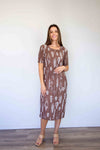 Merric Pleads Elastic Print Dress