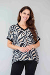 Merric Contrast Collar Print Top