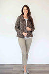 Larosela Knitted Print Button-up Cardigan