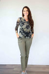 Merric Twist Front Print Mesh Top