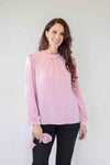 Larosela Satin Shirt with a Flower Brooch