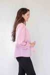 Larosela Satin Shirt with a Flower Brooch