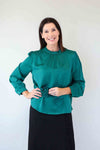 Larosela Satin Shirt with a Flower Brooch