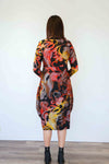 Larosela V-neck Elbow-length Double-Layer Midi Dress