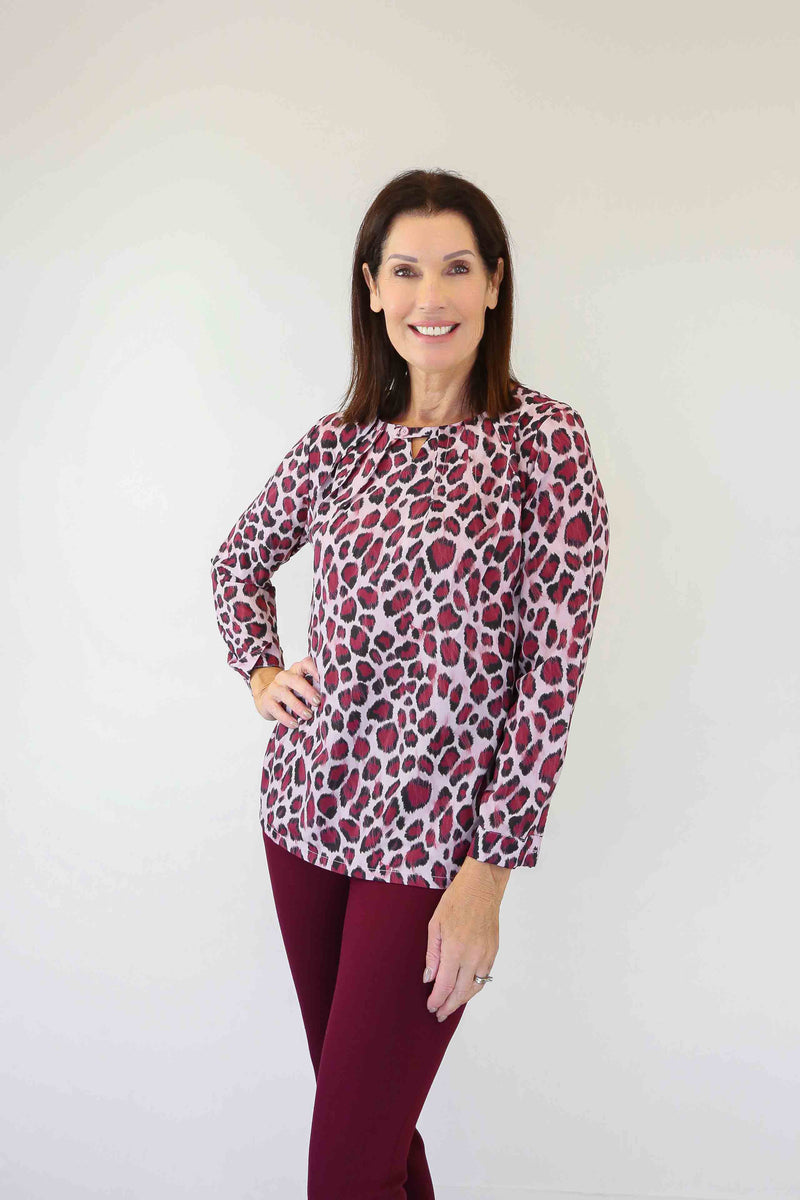 Merric Print Darts Collar Top