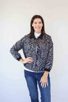 Merric Thick Knit Print Contrast Collar Jacket