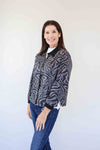 Merric Thick Knit Print Contrast Collar Jacket