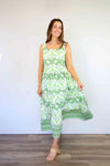 Merric yifeng Floral Ruched Strap Midi Dress