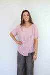 Merric Solid Color Split-hem Top