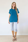 Merric Stretch Soft Elastic Waist 3/4 Pants with Pockets