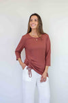 Merric Solid Color Tie-Front Top