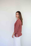 Merric Solid Color Tie-Front Top