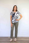 Larosela Flower Print Short Sleeve Top