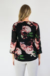 Merric V-neck Floral Print Lace Cuff Blouse