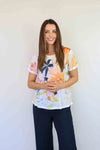 Larosela Flower Print Short Sleeve Top