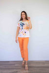 Larosela Flower Print Short Sleeve Top
