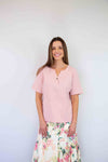 Merric Embossed Cotton V-neck Top