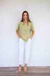 Merric Solid Color Split-hem Top