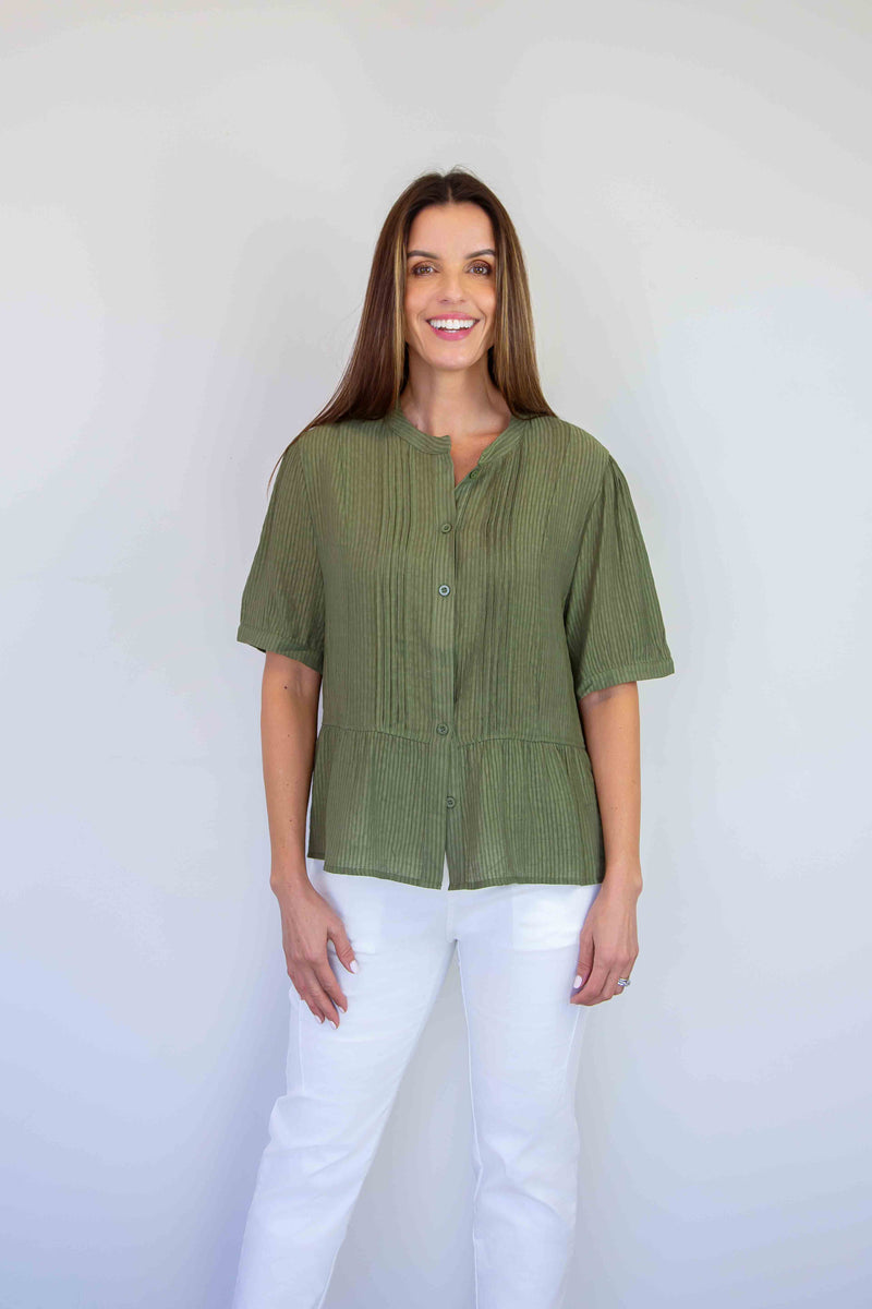 Merric Striped Ruched Top