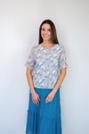 Larosela Print Mesh Short-sleeve Top