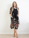 Larosela V-neck Elbow-length Double-Layer Midi Dress