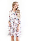 Larosela 3/4 Long Sleeve Layered V-neck Drawstring Waist Dresses