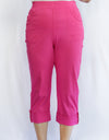 Merric Stretch Soft Elastic Waist 3/4 Pants with Pockets